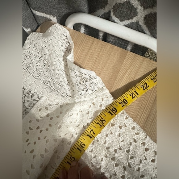 NWT Banana Republic Short Sleeve Eyelet Midi Dress Ivory Sz 14 - Picture 9 of 11